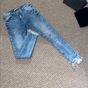 Zara Fringe Ankle Jeans